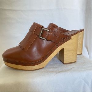 NWT Madewell Fringed Clogs Dark Chestnut 8.5 🌰